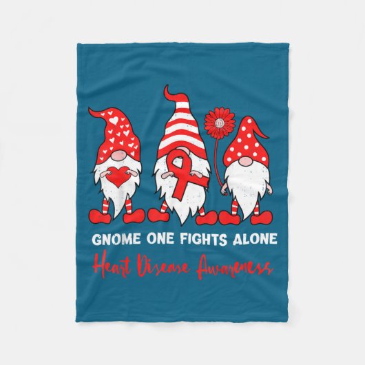 Heart Health Gnome Heart Disease Awareness Chd Red フリースブランケット (正面)