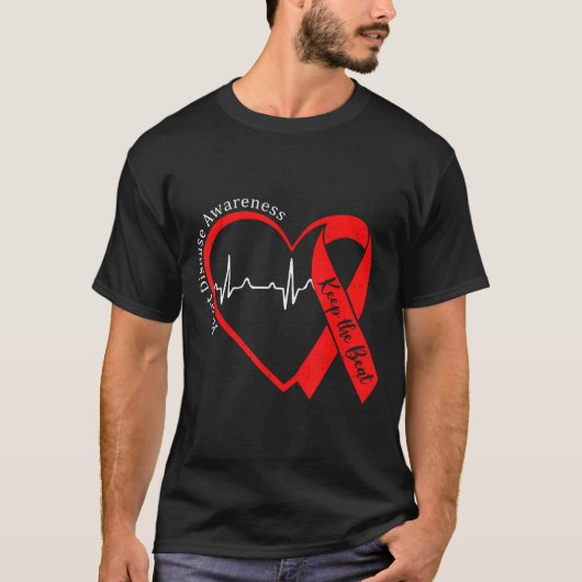 Heart Health Heart Disease Awareness Chd Heartbeat Tシャツ (正面)