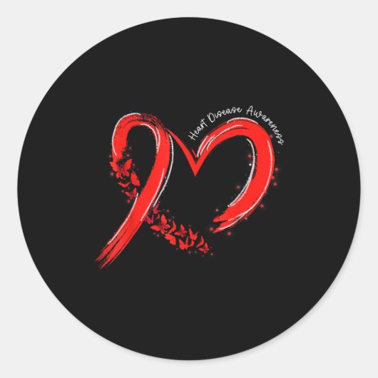 Heart Health Heart Disease Awareness Chd Mens Wome ラウンドシール (正面)