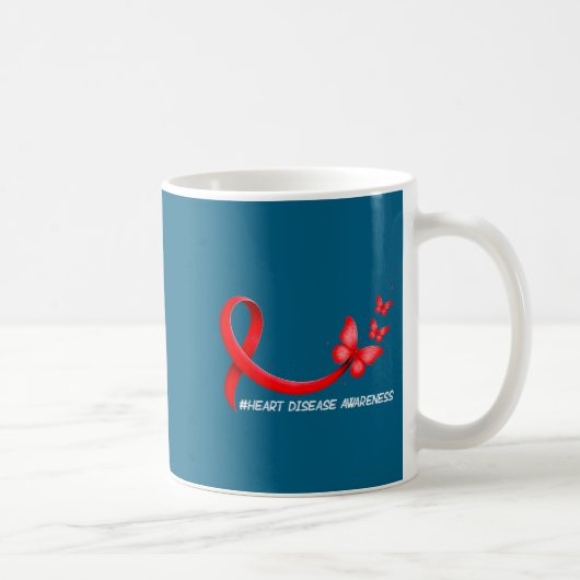 Heart Health Heart Disease Awareness Chd Red Ribbo コーヒーマグカップ (右)