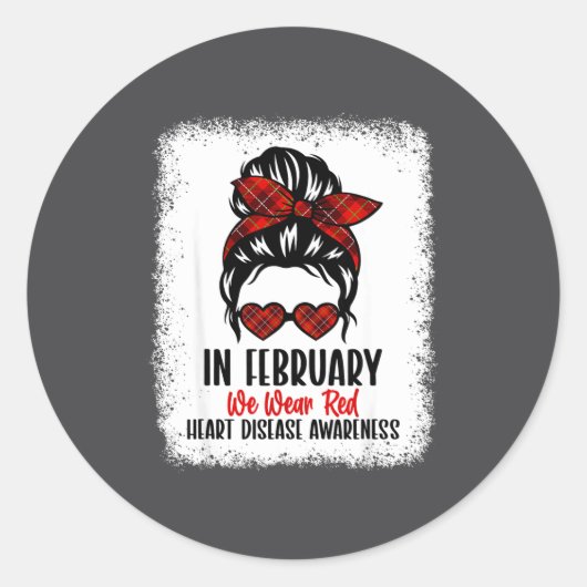 Heart Health Heart Disease Awareness Heartbeat Chd ラウンドシール (正面)