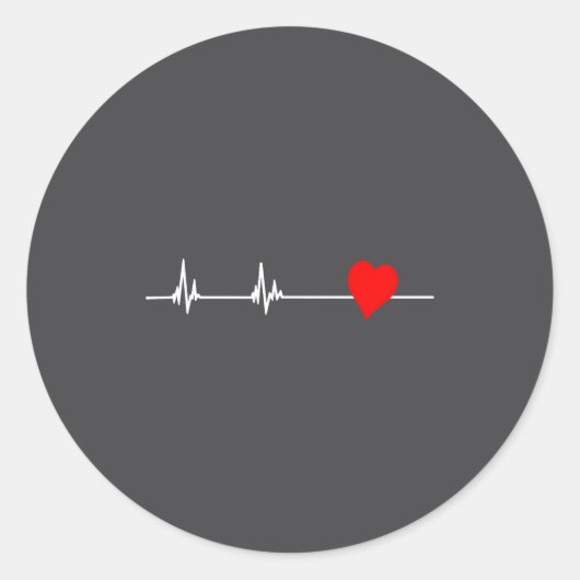 Heart Health Heart Disease Awareness Heartbeat Wom ラウンドシール (正面)