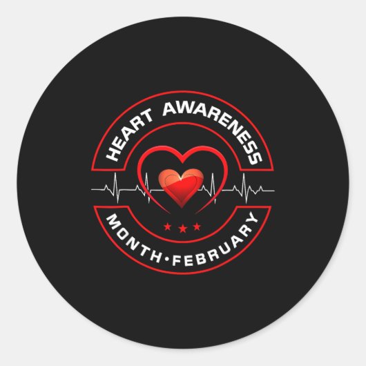 Heart Health Month February American Heart Health  ラウンドシール (正面)