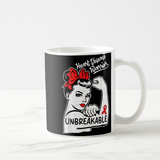 Heart Health Warrior Heart Disease Awareness Chd W コーヒーマグカップ (右)