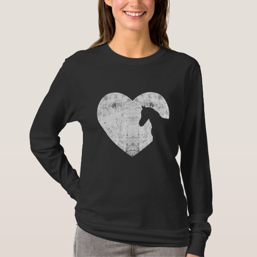 Heart Horse Graphic Horse Lover Equestrian Rider H Tシャツ (正面)