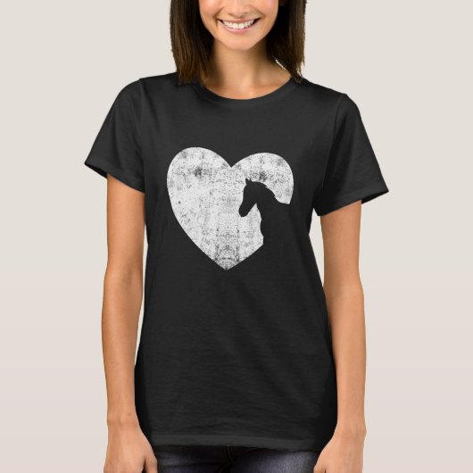 Heart Horse Graphic Horse Lover Equestrian Rider H Tシャツ (正面)