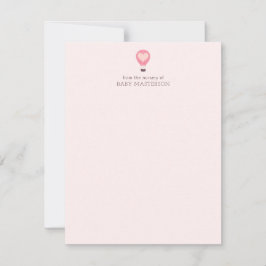 Heart Hot Air Balloon Pastel Pink Baby Shower  ノートカード
