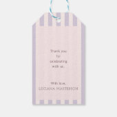 Heart Hot Air Balloon Pastel Purple Baby Shower  ギフトタグ (裏面)