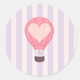 Heart Hot Air Balloon Pastel Purple Baby Shower  ラウンドシール