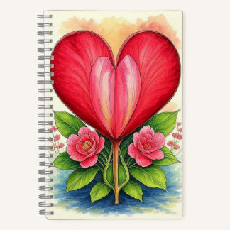 Heart In Bloom | Floral Heart Notebook ノートブック