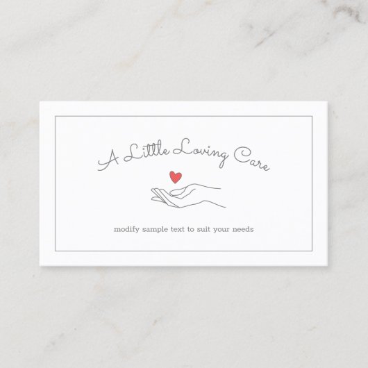 Heart in Hand Elderly Disabled Caregiver 名刺 (正面)