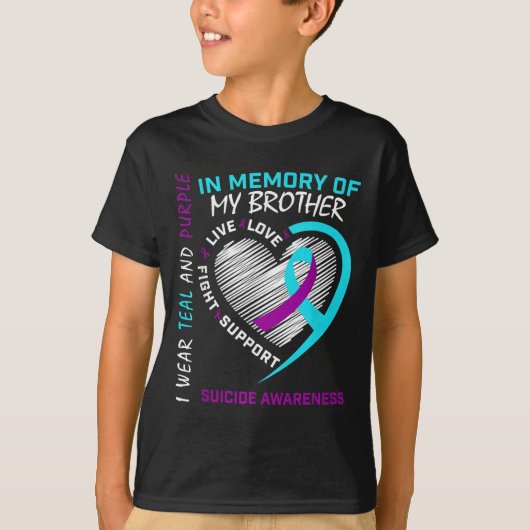 Heart In Memory Of My Brother Suicide Awareness Pr Tシャツ (正面)