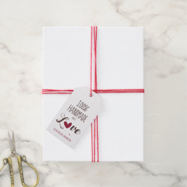 Heart in Red with 100% Handmade with Love Quote ギフトタグ