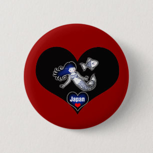 Heart Japan Mermaid Pinback Button 缶バッジ