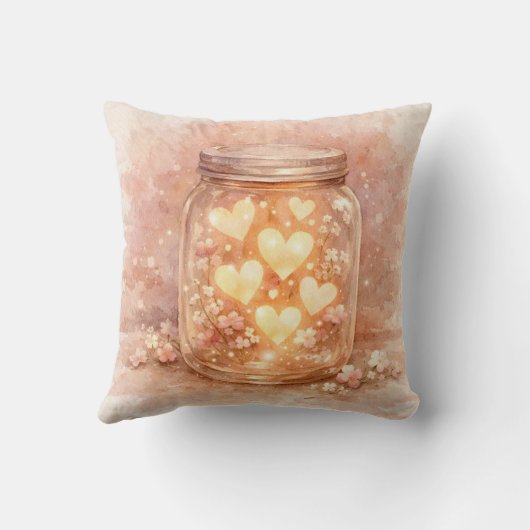 Heart Jar Pillow - Romantic Glow Accent クッション (裏面)