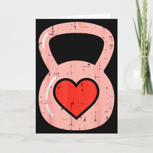 Heart Kettlebell Gym Fitness Valentines Day Men Wo カード (正面)