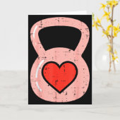 Heart Kettlebell Gym Fitness Valentines Day Men Wo カード (黄色い花)