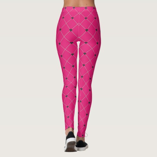 Heart Lattice: Magenta Fishnet Pattern Leggings レギンス (裏面)