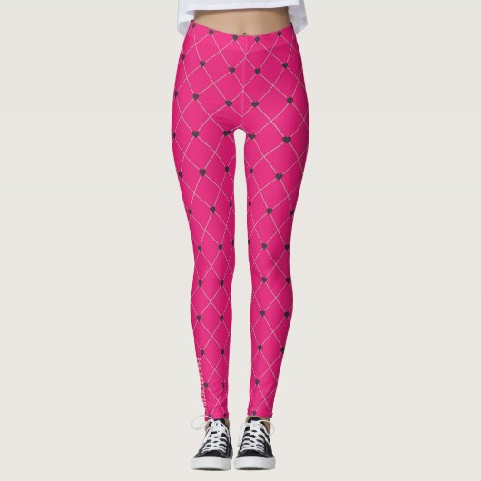 Heart Lattice: Magenta Fishnet Pattern Leggings レギンス (正面)