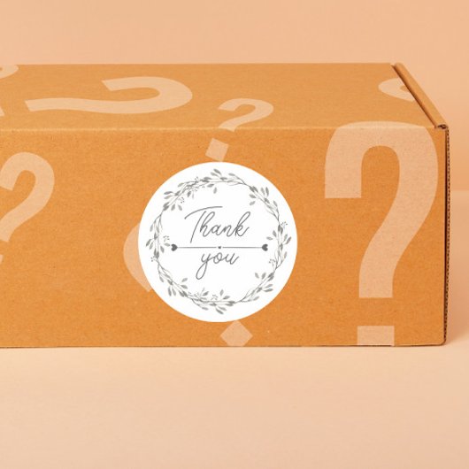 heart Leaf Wreath Thank You business parcel ラウンドシール