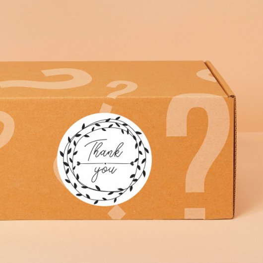 heart Leaf Wreath Thank You business parcel ラウンドシール