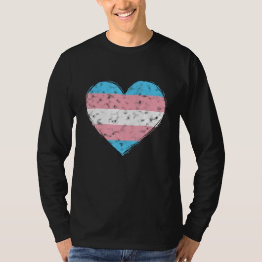 Heart LGBT Pride Month Retro LGBTQ Transgender Fla Tシャツ (正面)