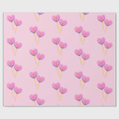 Heart Lillipop Pink Gift ラッピングペーパー (フラット)