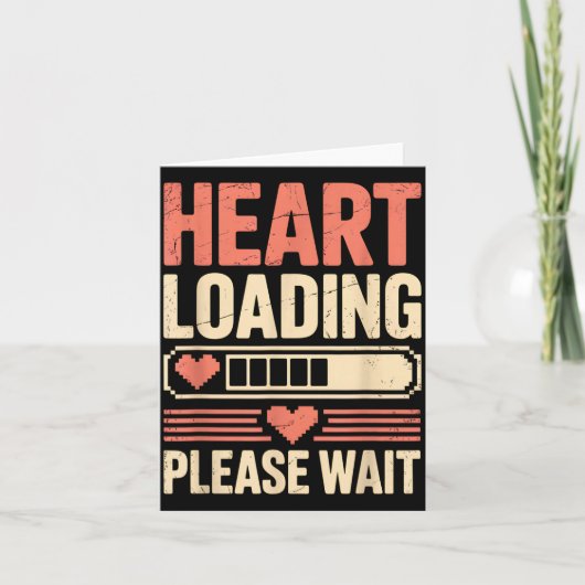 Heart Loading Please Wait Retro Xel Valentine Humo カード (正面)