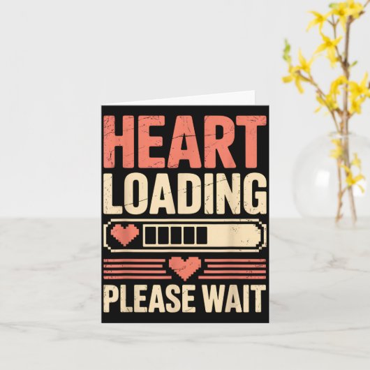 Heart Loading Please Wait Retro Xel Valentine Humo カード (黄色い花)