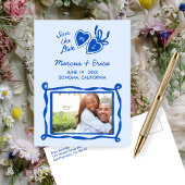 Heart Locket Custom Photo Initials Save the Date ポストカード