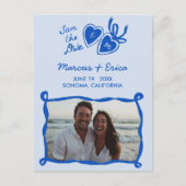 Heart Locket Custom Photo Initials Save the Date ポストカード (正面)