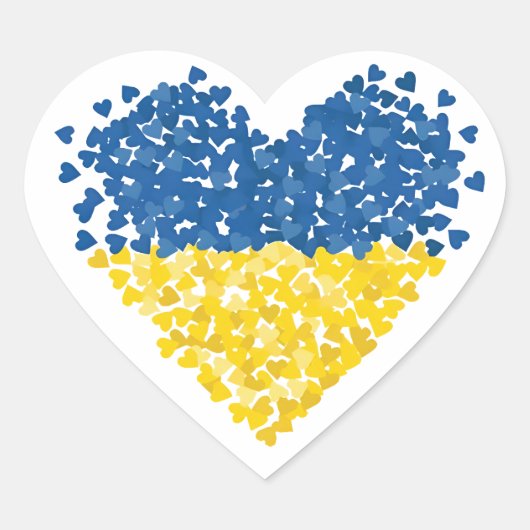 Heart. Love to Ukraine. Ukrainian flag.  ハートシール (正面)