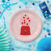 heart love valentine gumball machine gum ペーパープレート (パーティー)