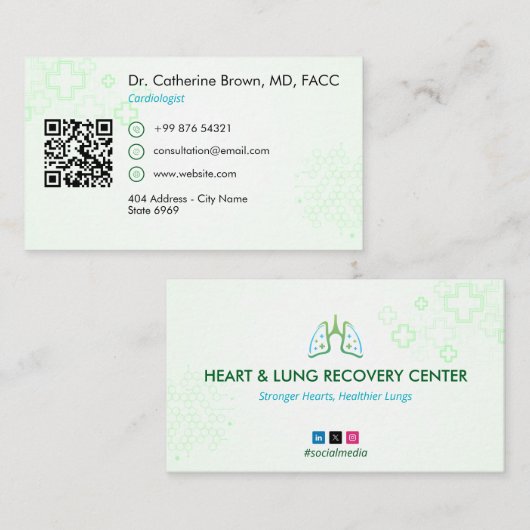 Heart & Lung Recovery Therapy | Light Green  名刺 (正面/裏面)