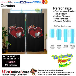 Heart Magic Black Blackout Curtains 127cmx274.3