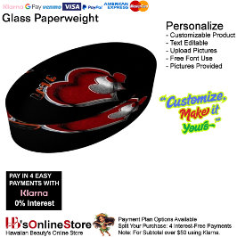 Heart Magic Black Paperweight Oval ペーパーウェイト