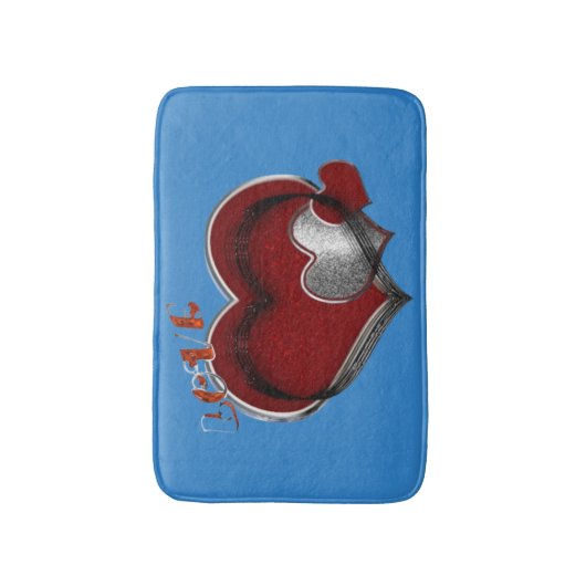 Heart Magic Blue Large Bath Mat バスマット (正面縦)