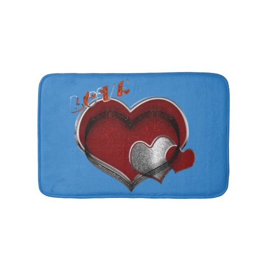Heart Magic Blue Large Bath Mat バスマット (正面)