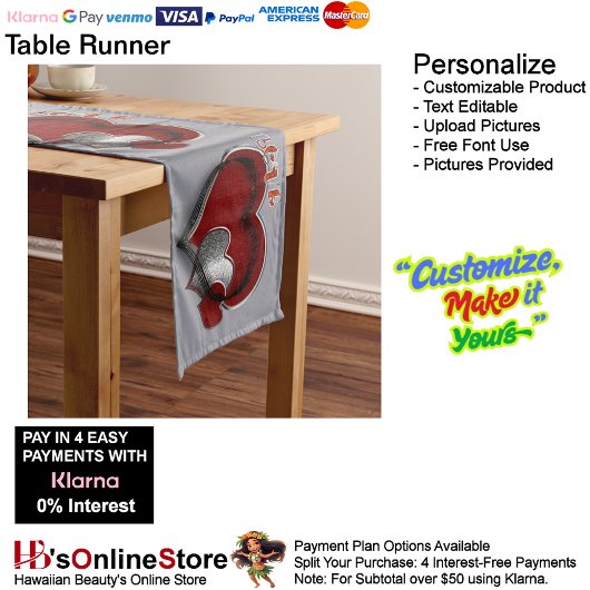 Heart Magic Gray Table Runner Household Linen ロングテーブルランナー