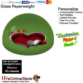 Heart Magic Green Paperweight Dome ペーパーウェイト