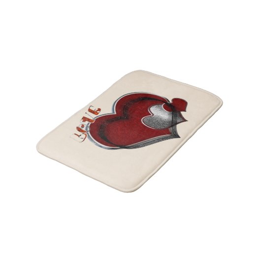 Heart Magic Love Bath Mat with a Beige Background バスマット (アングル)