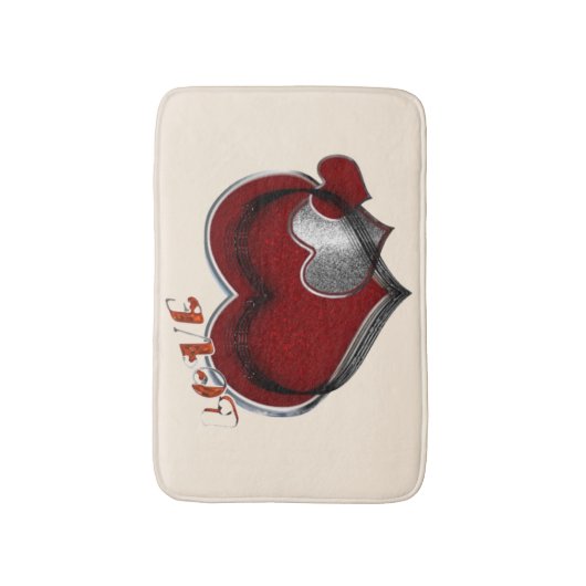 Heart Magic Love Bath Mat with a Beige Background バスマット (正面縦)