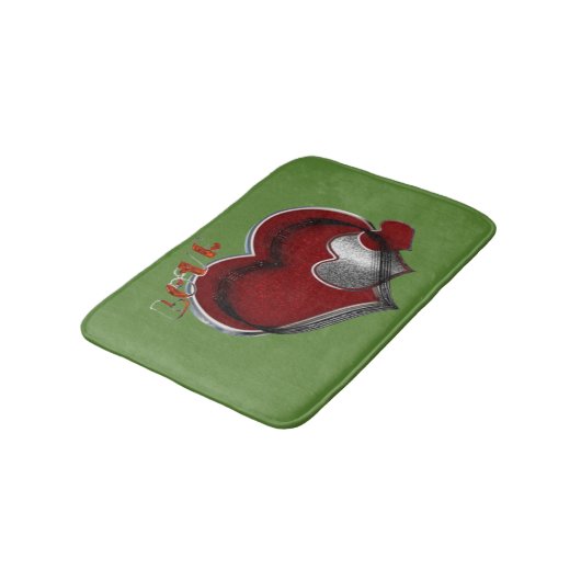 Heart Magic Love Bath Mat with a Green Background バスマット (アングル)