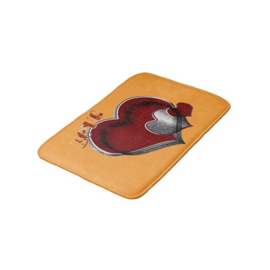 Heart Magic Love Bath Mat with a Orange Background バスマット (アングル)