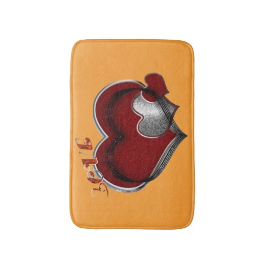 Heart Magic Love Bath Mat with a Orange Background バスマット (正面縦)