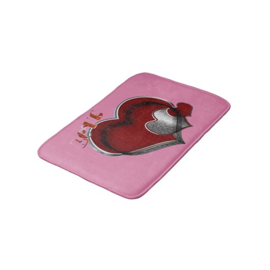 Heart Magic Love Bath Mat with a Pink Background バスマット (アングル)