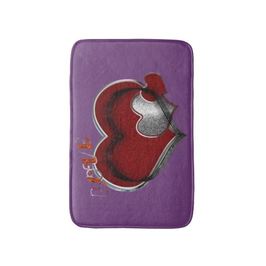 Heart Magic Love Bath Mat with a Purple Background バスマット (正面縦)