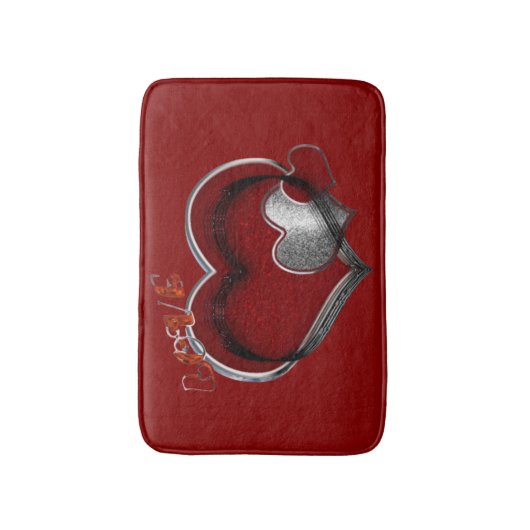 Heart Magic Love Bath Mat with a Red Background バスマット (正面縦)