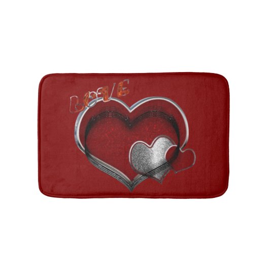 Heart Magic Love Bath Mat with a Red Background バスマット (正面)