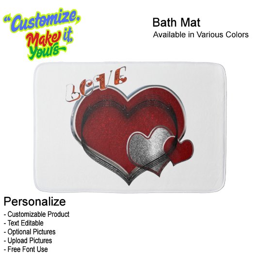 Heart Magic Love Bath Mat with a White Background バスマット